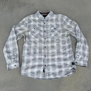 Roark Revival Mens XL Grey Plaid Flannel Button Up Shirt Long Sleeve L/S